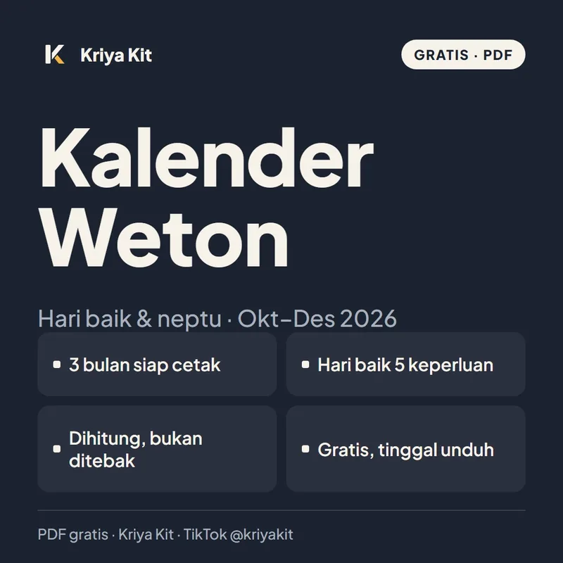 Sampul Kalender Weton & Hari Baik Okt–Des 2026